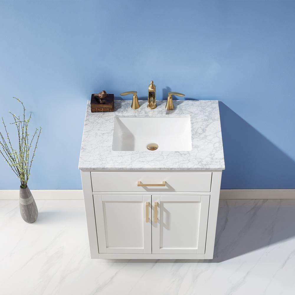 Ivy 30" White Marble Countertop Single Vanity