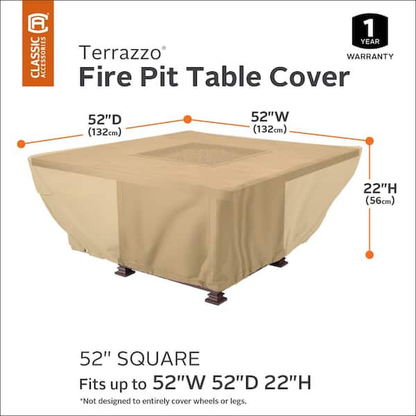 In Square Fire Pit Table Cover, Square Fire Pit Table Cover