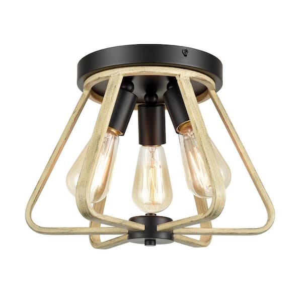 CLAXY 31 in. 3-Light Fixture Black Finish Modern Flush Mount with No Glass Shade 1-Pack