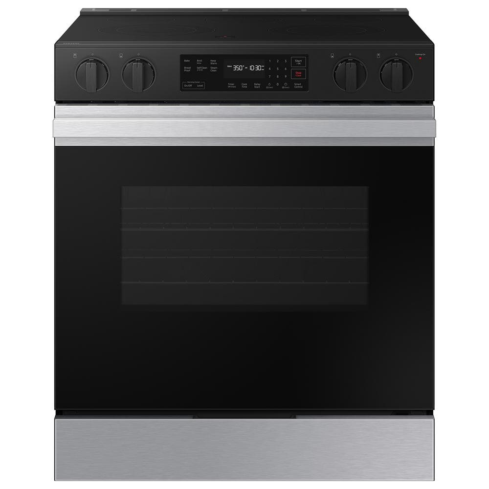 Bespoke 30 in. 6.3 cu. ft. 5 Burner Element Smart Slide-In Electric Range with Precision Knobs in Stainless Steel -  Samsung, NSE6DG8100SR