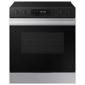 Bespoke 30 in. 6.3 cu. ft. 5 Element Smart Slide-In Electric Range with Safety Knobs in Stainless Steel