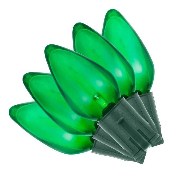 Home Accents Holiday 25Count Smooth C9 LED Green Super Bright Constant