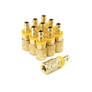6-Ball Automotive Brass Coupler 1/4 in. x 3/8 in. Push on Hose Barb Bulk Bagged (10-Count)