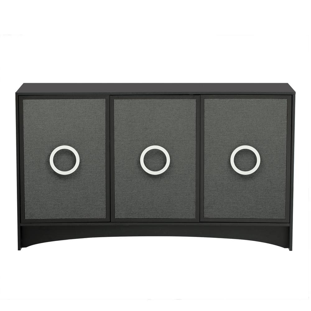 58.20 in. W x 17.70 in. D x 33.80 in. H Black Curved Design Linen Cabinet w