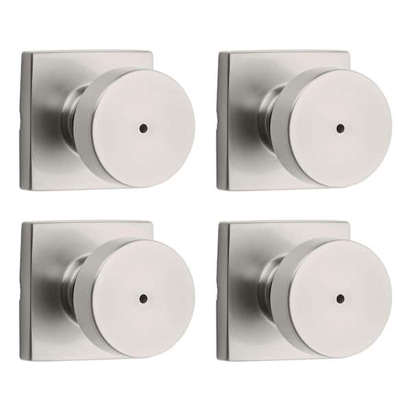 Kwikset Pismo Satin Nickel Privacy Square Bed/Bath Door Knob 4-Pack
