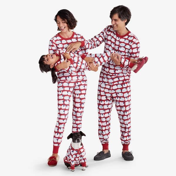The Company Store Company Cotton Organic Family Snug Fit Sheep Extra Large  Red/White Pet Pajamas 60017 - The Home Depot