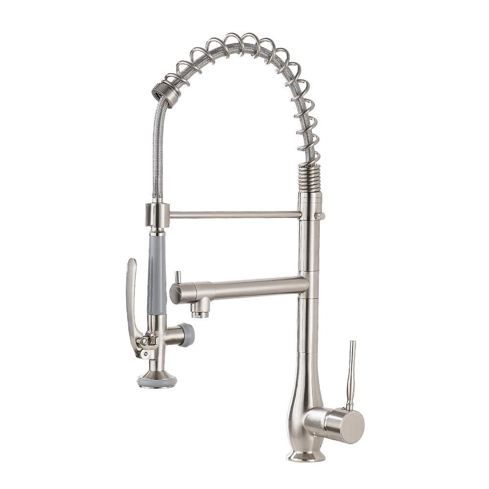 Fapully Sleek Single Handle Pre Rinse Spring Pulldown Sprayer Kitchen Faucet In Spot Resist 2800