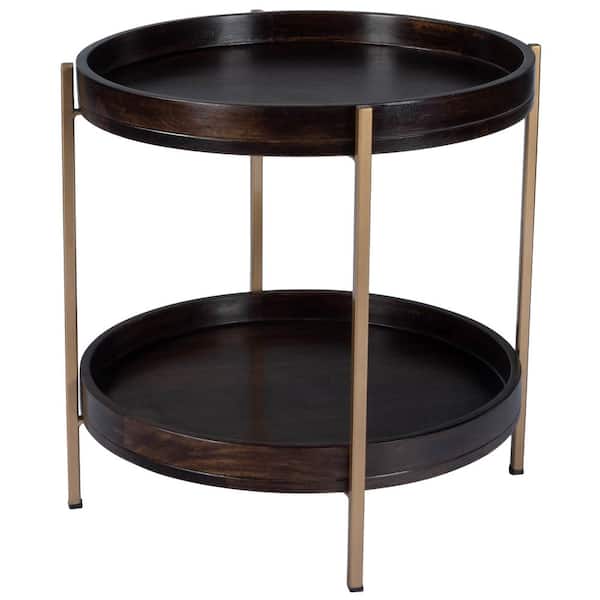 Butler Specialty Company Damirra 21.5 in. Dark Brown Round Wood & Metal Side Table