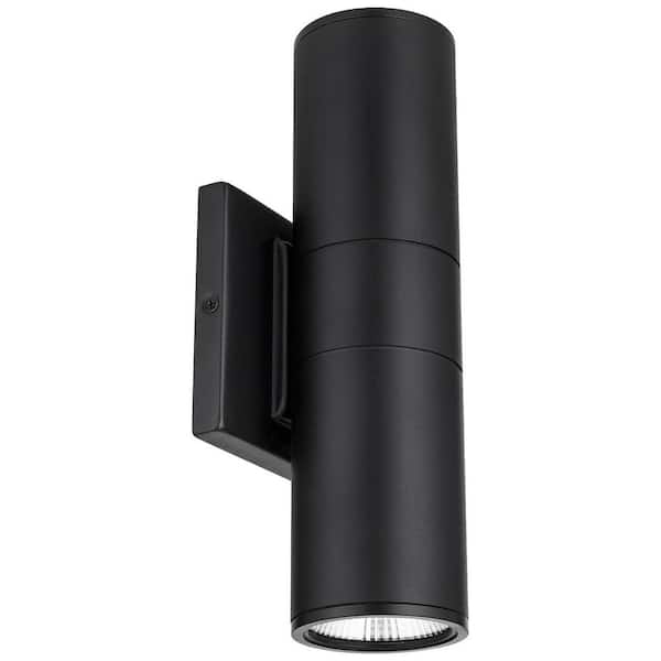 Sunlite 12 in. Black Weatherproof Aluminum LED Outdoor Up and Down Wall Cylinder Light with Selectable CCT 30K 40K 50K
