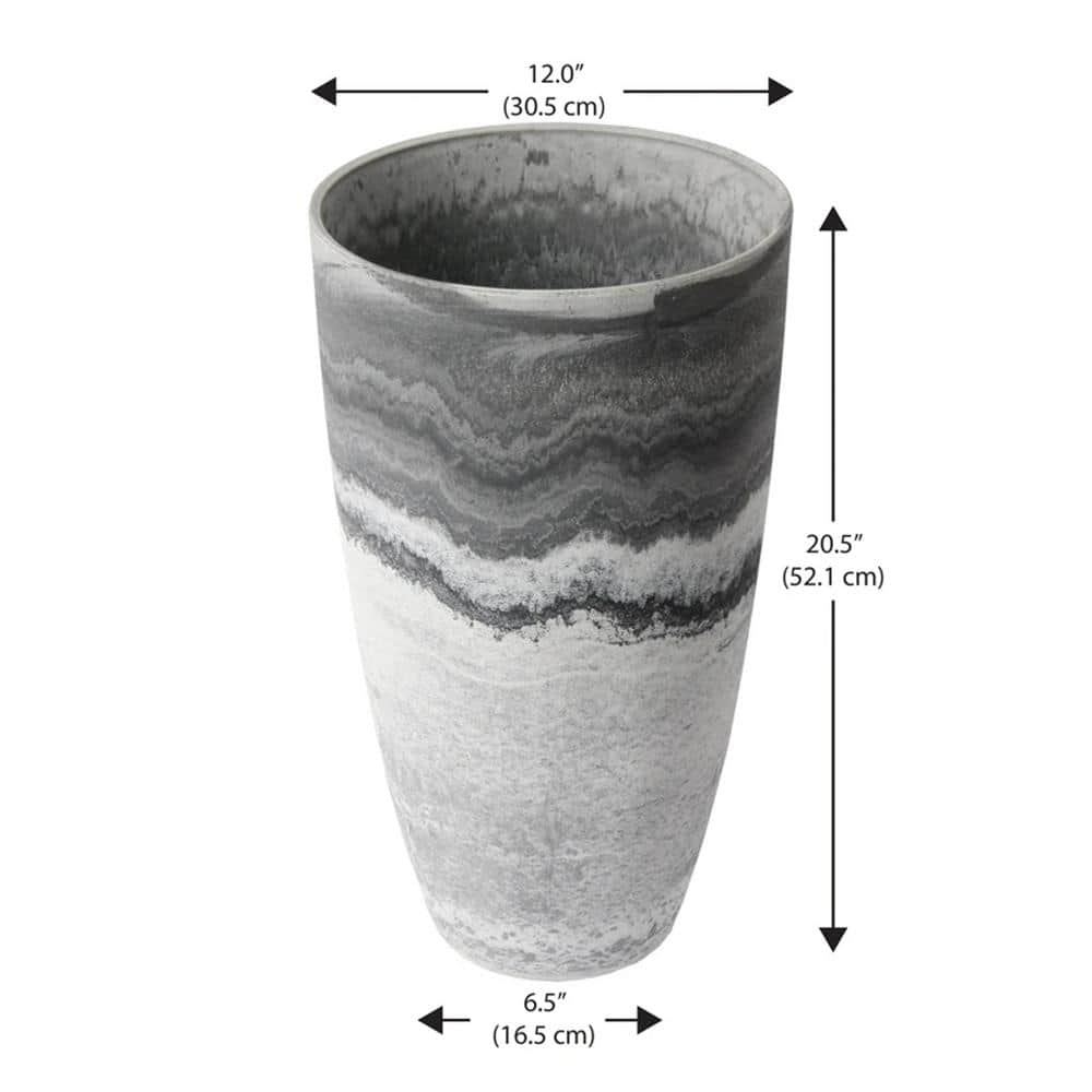 Acerra 12" x 20" Gray and White Stone Composite Patio Planter