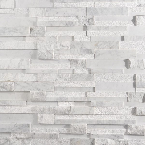 Ivy Hill Tile Cliffstone White Ledger Panel 8 in. x 24 in. 10mm Matte Marble Mosaic Tile (1.29 sq. ft.)