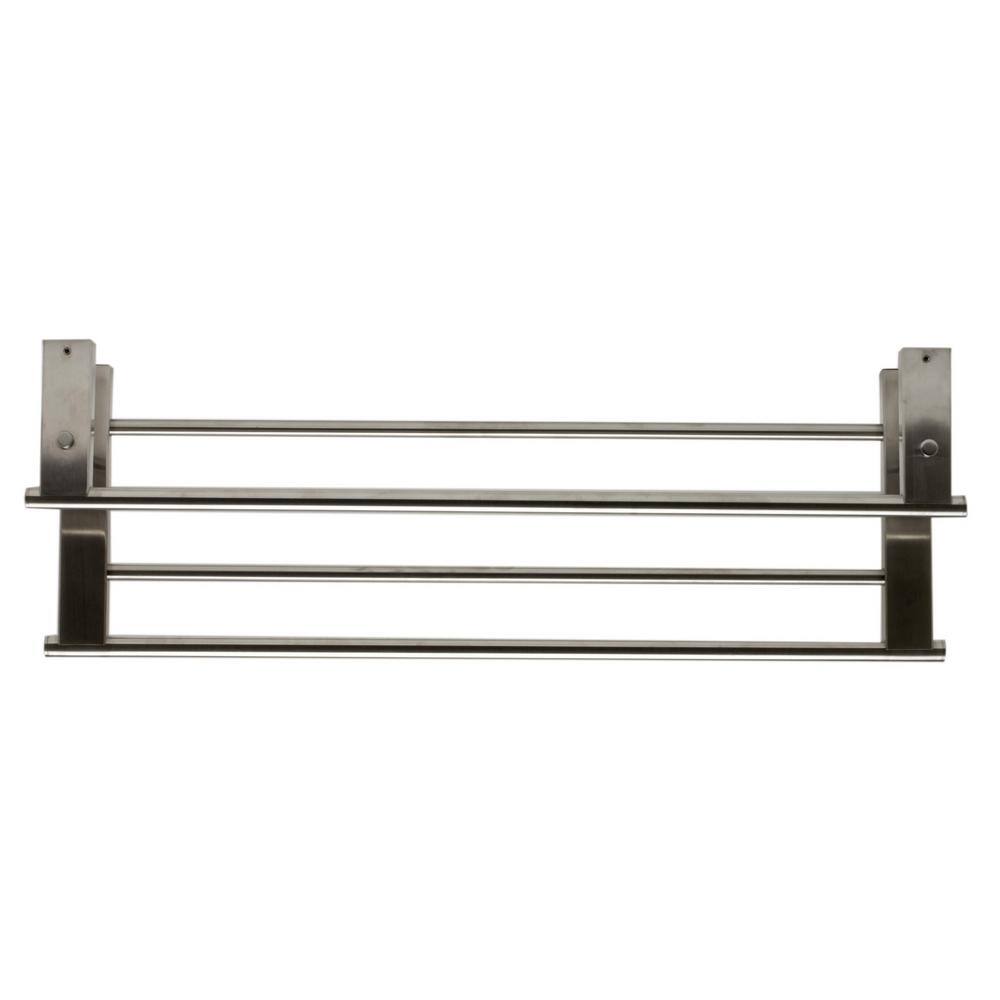Brushed Nickel Wall Mounted Towel Bar and Shelf