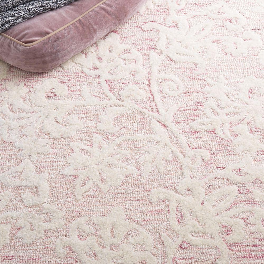 Handmade Pink and Ivory Tufted Wool 8' x 10' Area Rug
