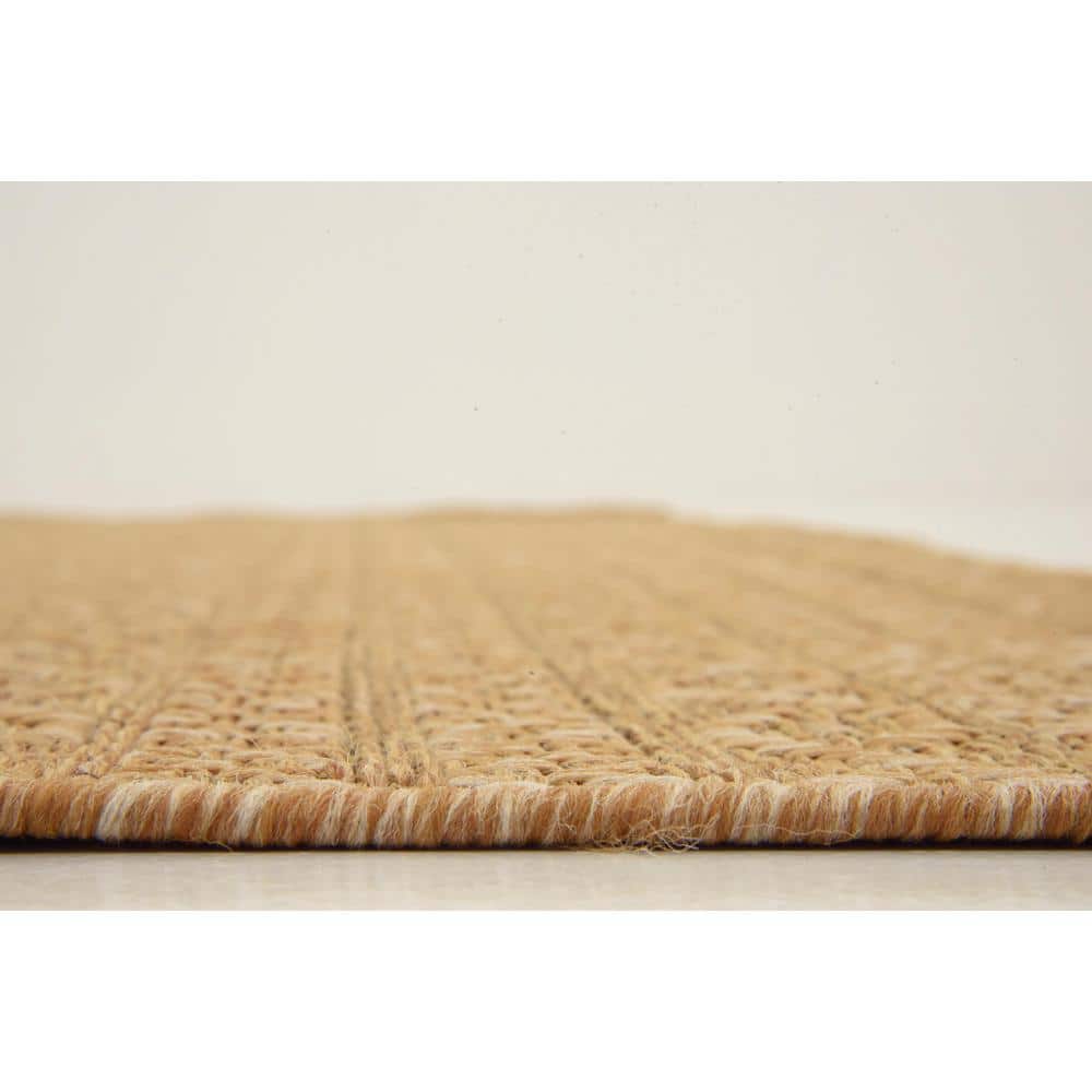 Light Brown Square Outdoor Synthetic Flat Woven Rug