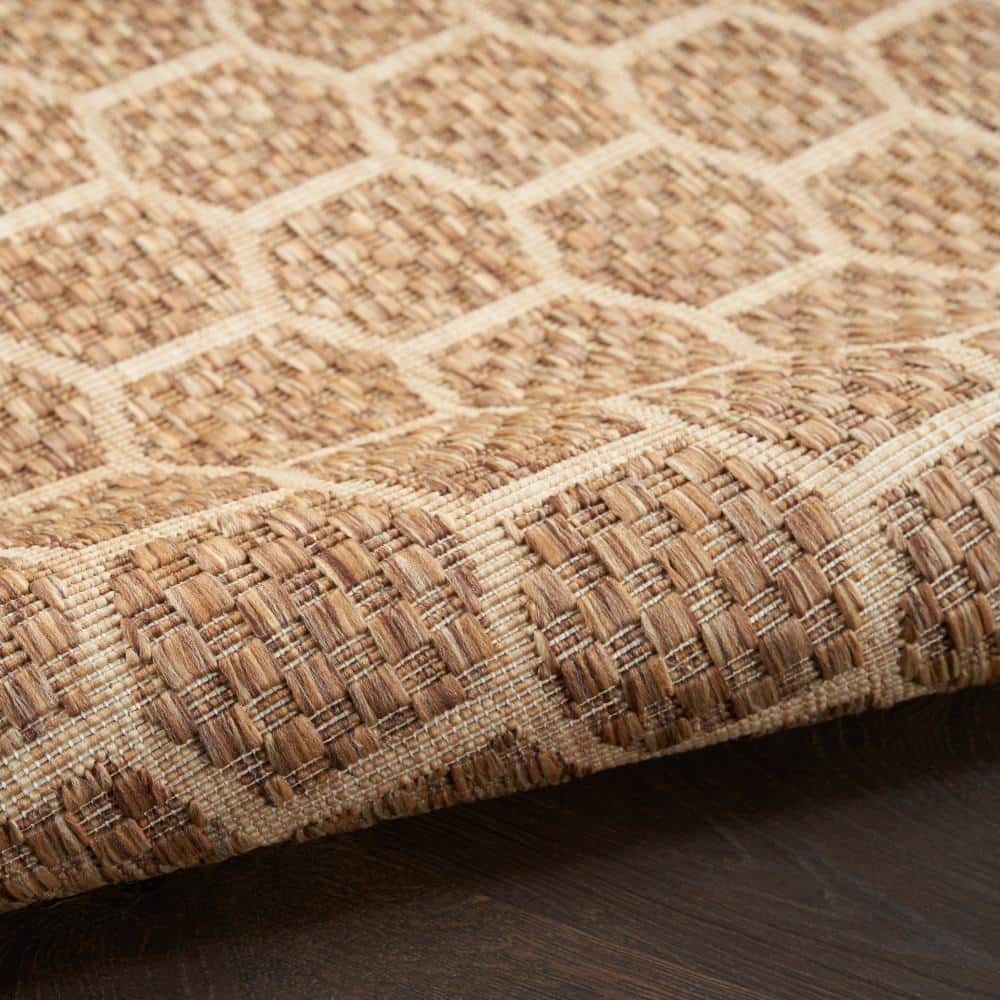 Natural Brown Geometric Flat Woven Reversible 5' x 7' Area Rug