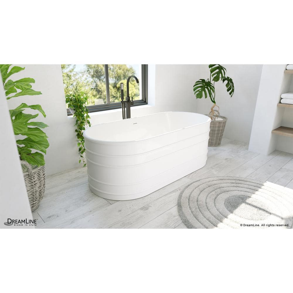 Infinity Z 67" White Acrylic Freestanding Soaking Bathtub