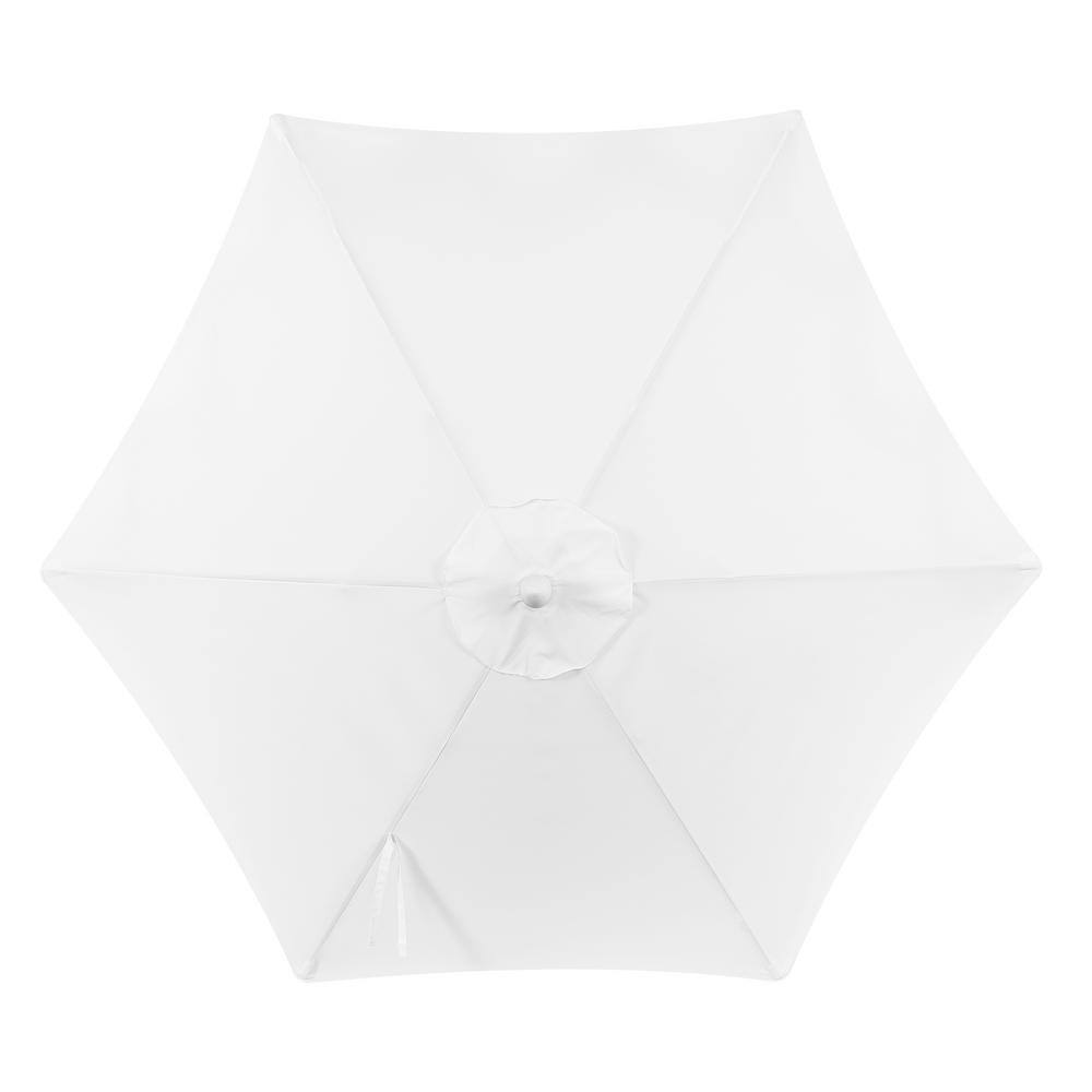 Collins 9 ft. White and Cream Aluminum Patio Umbrella with Tassels