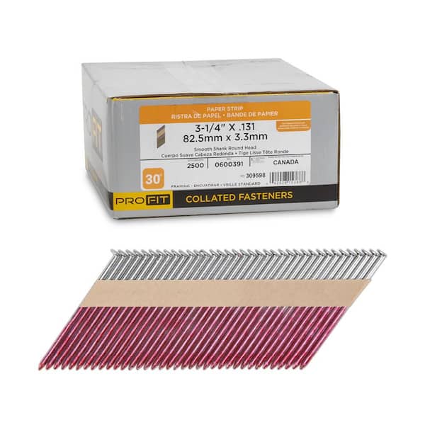 3-1/4 in. x 0.131-Gauge 30° Hot Dipped Galvanized Smooth Shank Paper Tape Framing Nails (2500 per Box)