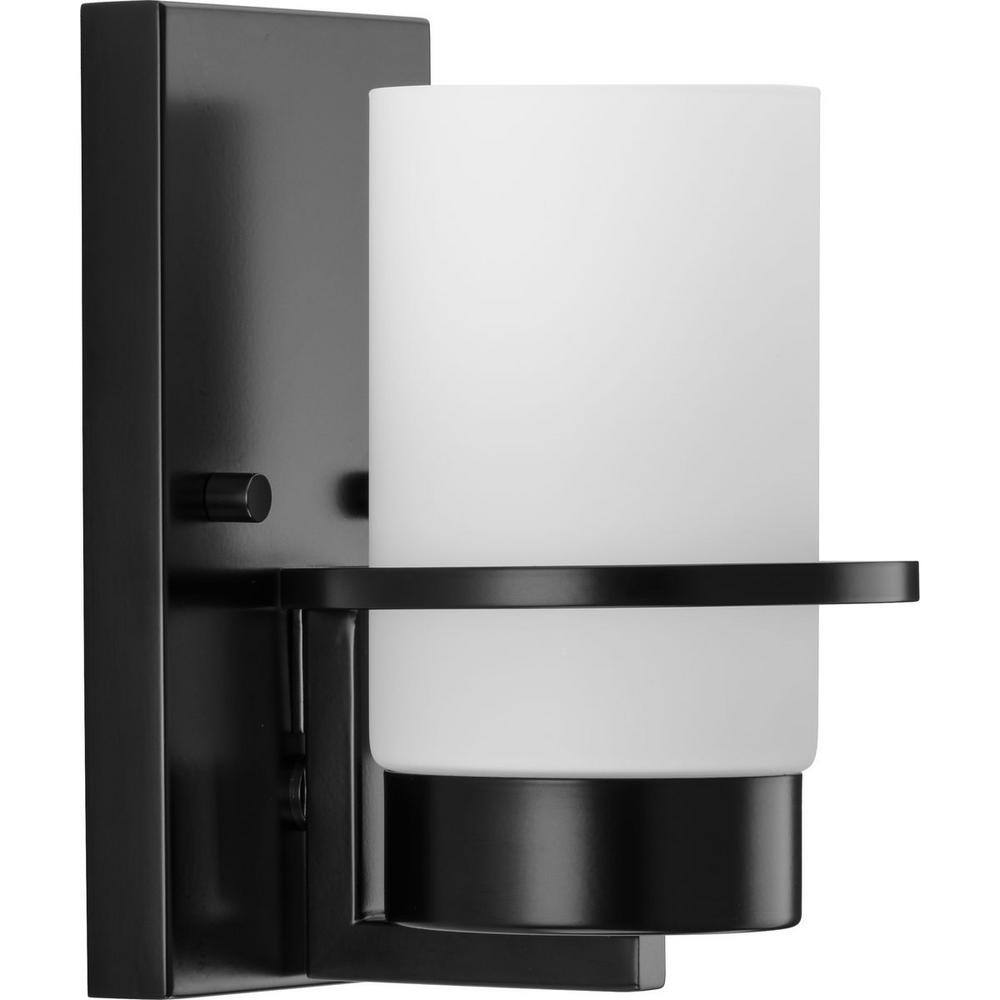 Matte Black Cylinder Outdoor Wall Sconce with White Glass Shade
