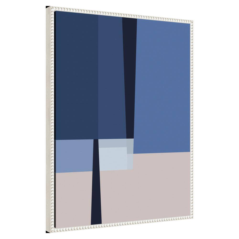 Blue and White Abstract Canvas Wall Art with Beaded Frame