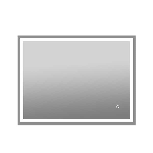 32 in. W x 24 in. H Rectangular Frameless Wall-Mount Anti-Fog Bluetooth LED Light Bathroom Vanity Mirror in Silver