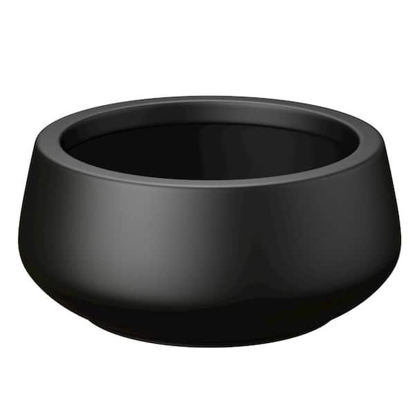 13 in. Medium Charcoal Black Concrete Round Planter / Pot with Drainage Holes