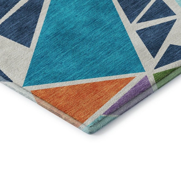 Mayfield Premium Machine Washable Abstract AMF1039 White 5 ft. x 7 ft. 6 in. Area Rug