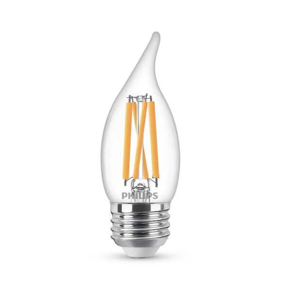 uitgehongerd Ver weg vruchten Philips 75-Watt Equivalent BA11 Dimmable Edison Glass LED Candle Light Bulb  Bent Tip Medium Base Daylight (5000K) (6-Pack) 556514 - The Home Depot