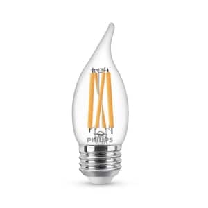 75-Watt Equivalent BA11 Dimmable Edison Glass LED Candle Light Bulb Bent Tip Medium Base Daylight (5000K) (12-Pack)