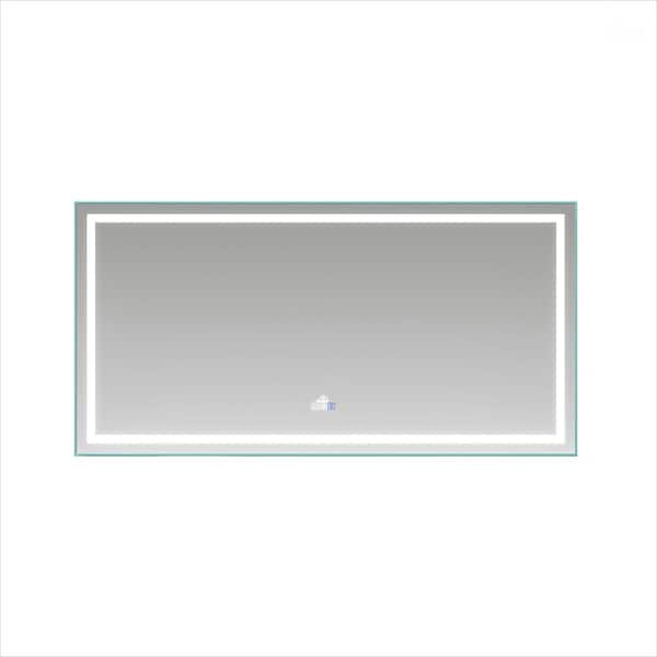 72 in. W x 36 in. H Rectangular Frameless Anti-Fog Wall-Mounted LED Light Bathroom Vanity Mirror in Silver
