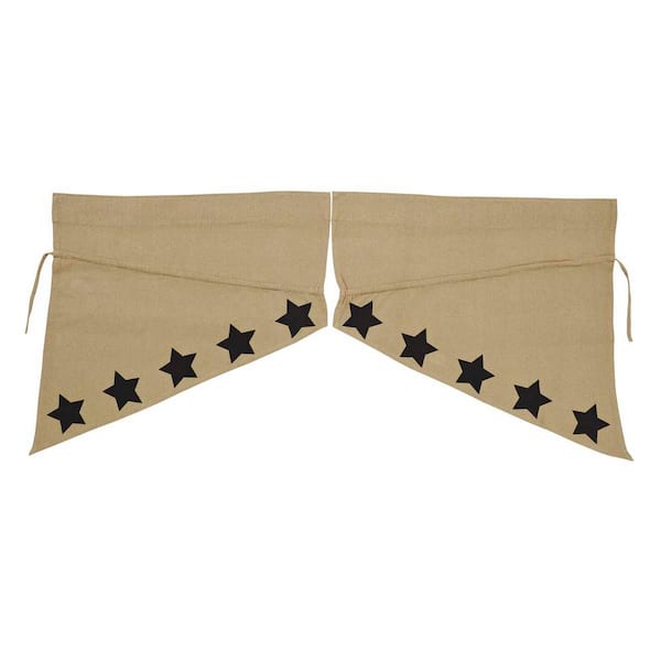 36" x 36" Unlined Burlap with Black Stencil Stars Tier Set by VHC Brands 