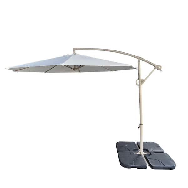 10 ft. Offset Patio Umbrella, Outdoor Market Umbrella, Protection with Easy Tilt Adjustment and Crank (Beige)(No Base)