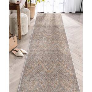 Grey 2 ft. 3 in. x 24 ft. 9 in. Asha Anya Vintage Tribal Runner Area Rug