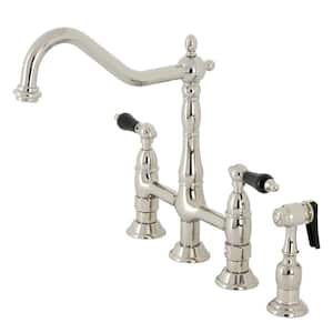 Duchess 2-Handle Bridge Kitchen Faucet with Side Sprayer in Polished Nickel