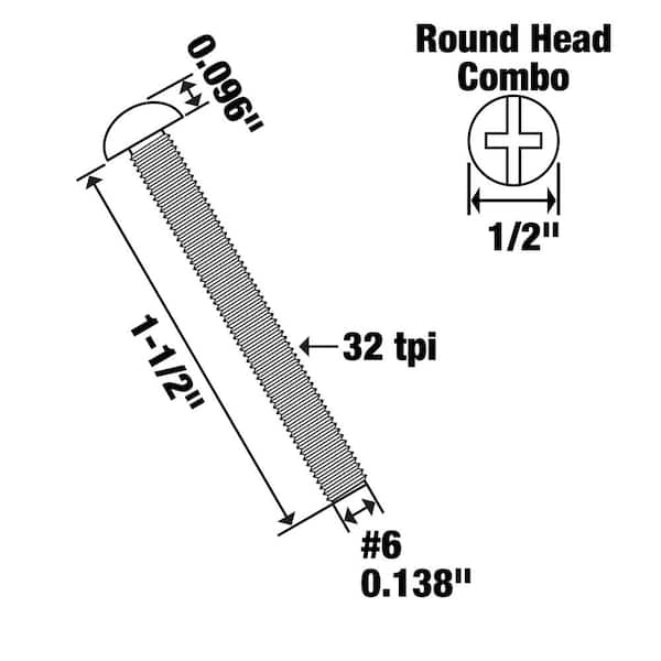 Everbilt #6-32 x 1-1/2 in. Combo Round Head Zinc Plated Machine Screw (100-Pack) 800712