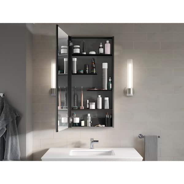 KOHLER Maxstow 20 in. x 40 in. Surface-Mount Medicine Cabinet with Mirror in Dark Anodized Aluminum