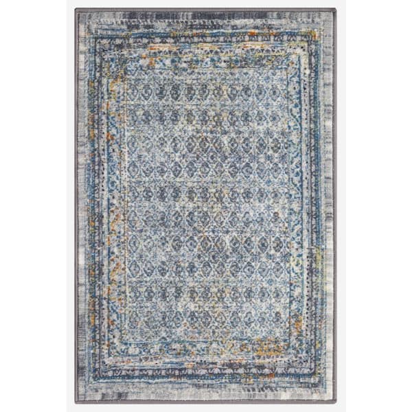 Concord Global Trading Eden Collection Vintage Diamond Ivory 3 ft. x 4 ft. Machine Washable Border Indoor Area Rug