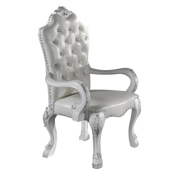 Acme Furniture Dresden Bone White Finish Leather Arm Chair Set of 2 ...