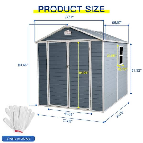 8 ft. W x 6 ft. D Outdoor Plastic Garden Storage Shed