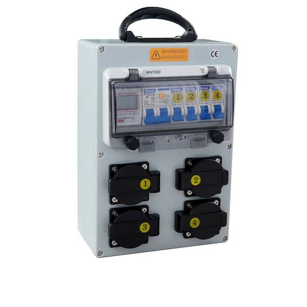 60 Amp Maximum Ampere Power Distribution Box, 110-Volt Electrical Meter Enclosure with 20 Amp NEMA 5-20 Outlet Panel