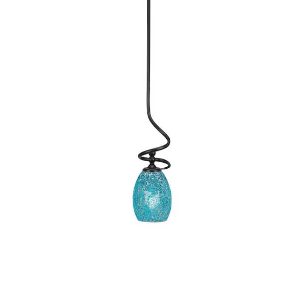 Unbranded Royale 100 W 1-Light Matte Black Standard Mini Pendant Light with Glass Shade