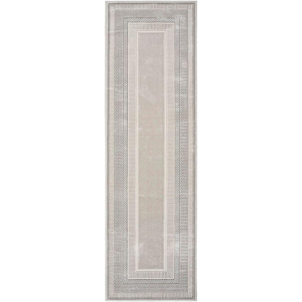 Silver Runner Rug Nourison Glam Silver 2 ft. x 8 ft. Contemporary Runner Area Rug 914361 ...