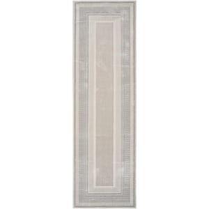 Glam Silver 2 ft. x 8 ft. Contemporary Runner Area Rug