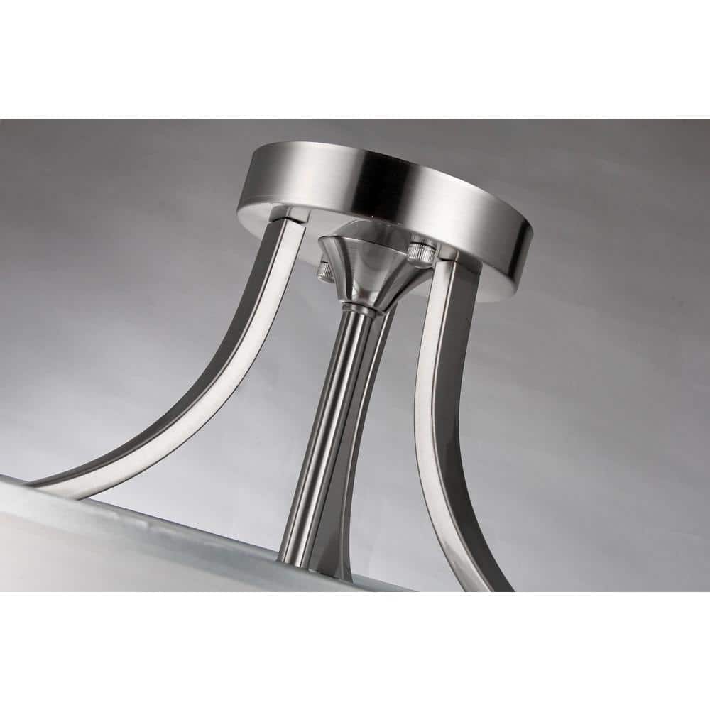 Modern Brushed Nickel 13.8" Double Drum Crystal Semi Flush Mount Chandelier