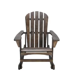 TD Garden Adirondack Rocking Chair Solid Pine Wood Chairs -Dark Brown