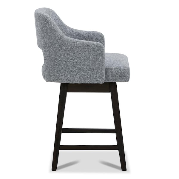 26 in. Joyce Gray High Back Wood Swivel Counter Stool with Fabric Seat (Set of 2)