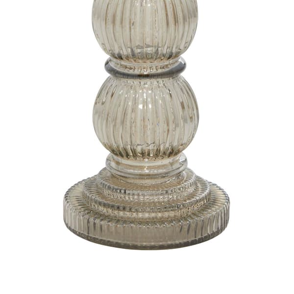 Gray Glass Handmade Turned Style Pillar Candle Holder (Set of 3)
