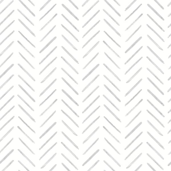 Fog Grey Painted Herringbone Matte Non Woven Paper Peel and Stick Wallpaper Roll