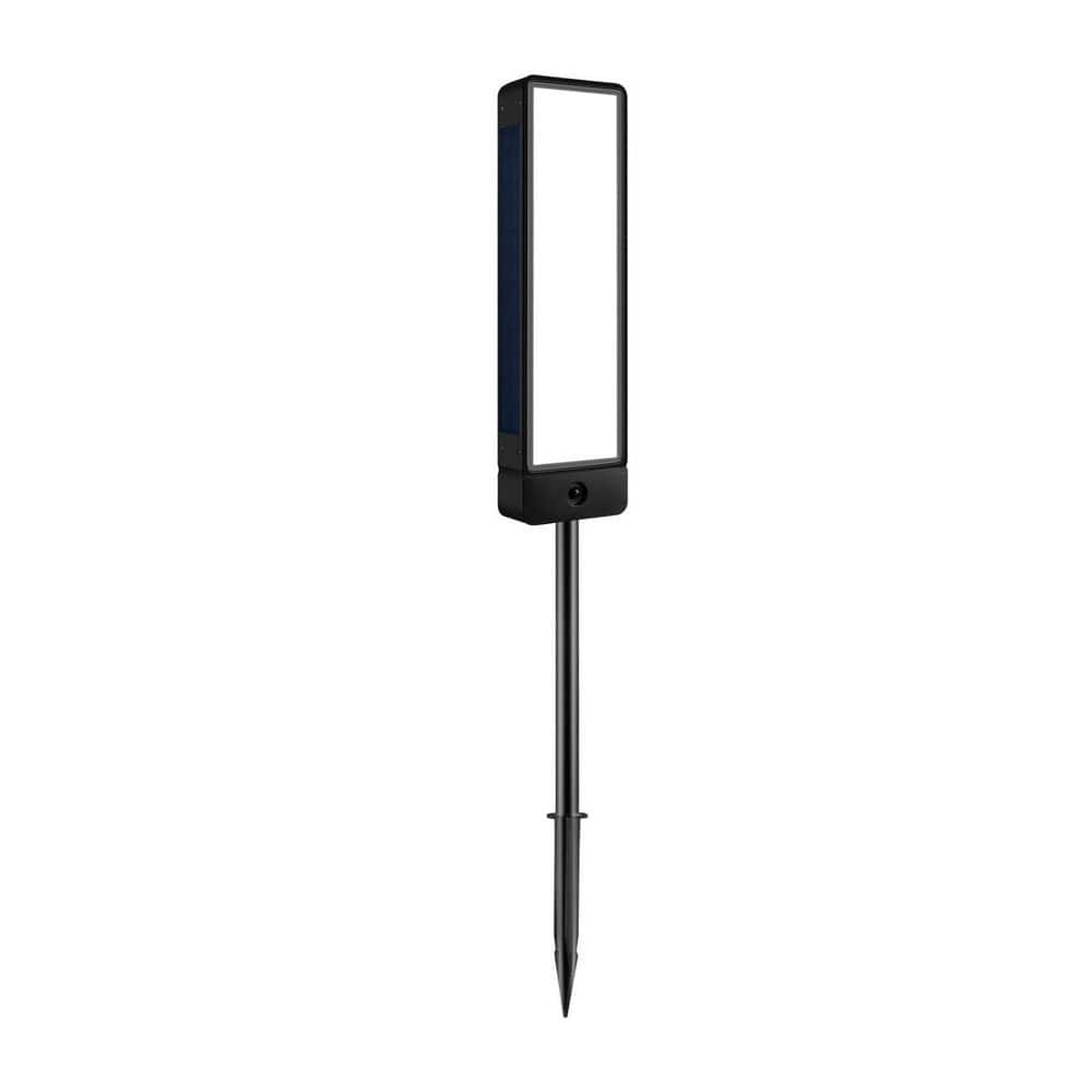 4 in. x 36 in. Black Plastic Double Sided Solar Address Sign Garden ...