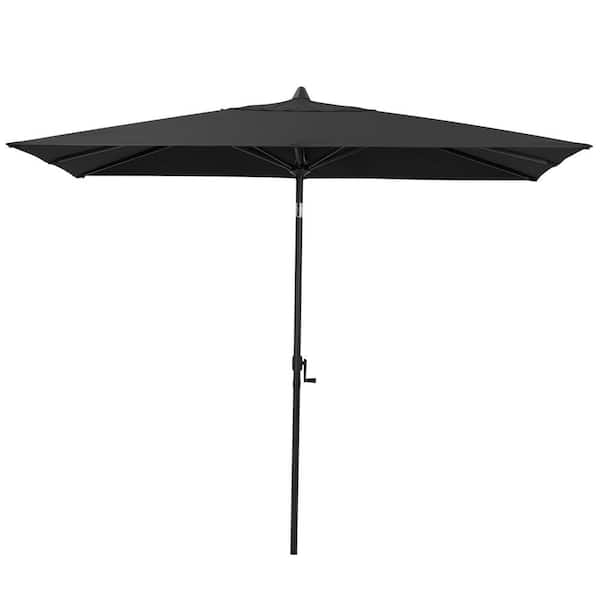 9 ft. x 5 ft. Rectangular Market Crank and Tilt Patio Umbrella in Black